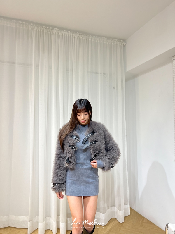 綁帶美背坑條短洋裝